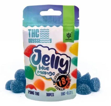 Czech CBD THC Odyssey želeekommid „Sinine mango“, 70 mg THC, 10 tk