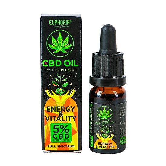 Euphoria CBD eļļa 5 % ar terpēniem – enerģijas profils, 500 mg, 10 ml