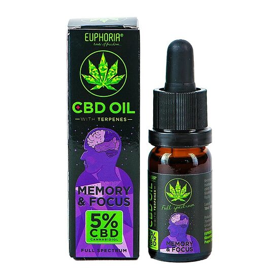 Euphoria CBD eļļa 5 % ar terpēniem – atmiņa un koncentrēšanās, 500 mg, 10 ml