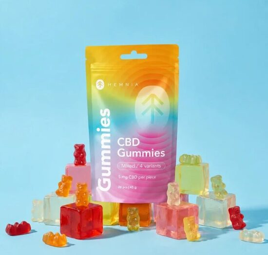 Hemnia CBD guminukai-meškiukai, vyšnių, kivių, ananasų ir braškių skonio, 100 mg CBD, 20 vnt. po 5 mg, 45 g