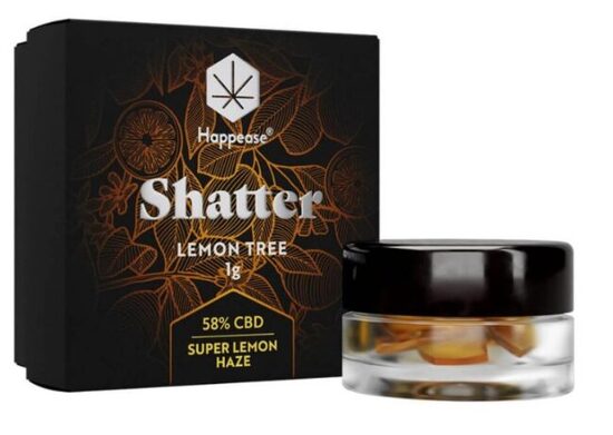 Happease Lemon Tree Shatter – 58 % CBD ekstraktas, 1 g