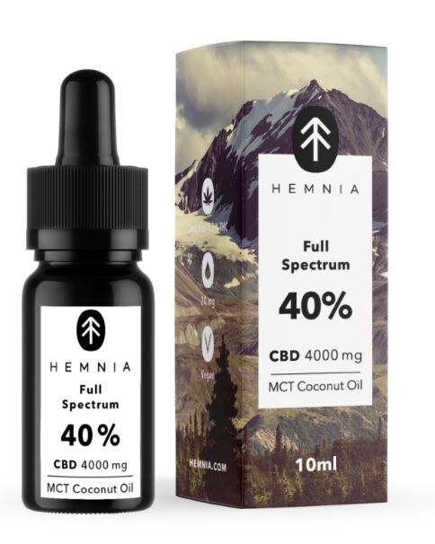 Hemnia pilna spektra CBD eļļa ar MCT kokosriekstu eļļu, 40 %, 4000 mg, 10 ml