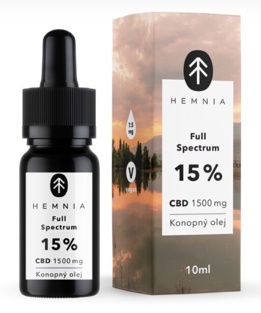 Hemnia viso spektro CBD kanapių aliejus 15 %, 1500 mg, 10 ml