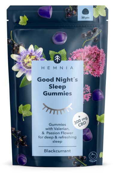 Hemnia Hyvän yön CBD-kumikarkit – 300 mg CBD, 30 kpl × 10 mg