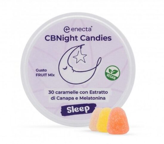 Enecta CBNight CBD- ja melatoniinikumikarkit, 30 kpl, 150 mg CBD, 4,5 mg melatoniinia, 60 g