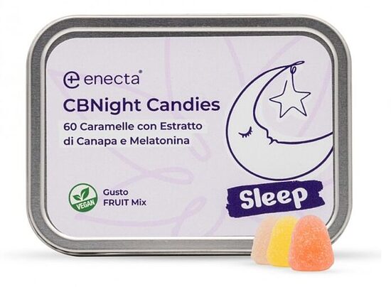 Enecta CBNight CBD- ja melatoniinikumikarkit, 60 kpl, 300 mg CBD:tä, 9 mg melatoniinia, 120 g
