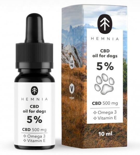 Hemnia CBD aliejus šunims 5 %, 500 mg, 10 ml