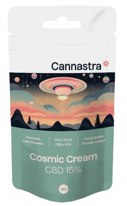 Cannastra CBD kaņepju ziedi „Cosmic Cream“ – CBD 15 %, 1–100 g