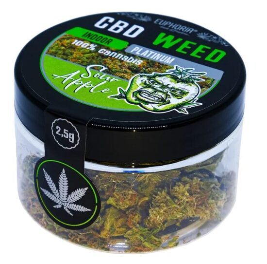 Euphoria CBD kaņepju ziedi “Sour Apple” – 2,5 g