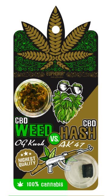 Euphoria OG Kush CBD kaņepju ziedi un AK 47 CBD hašišs