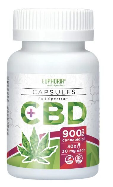 Euphoria täyden spektrin CBD-kapselit – 900 mg CBD, 30 × 30 mg