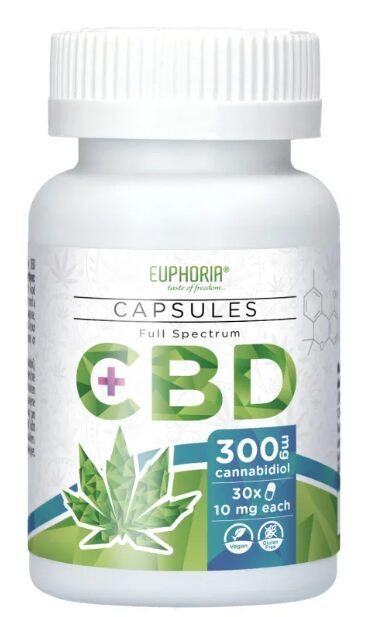 Euphoria CBD-kapselit – 300 mg CBD, 30 × 10 mg