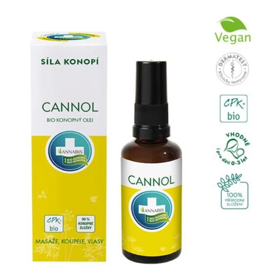 Annabis Cannol ekologiškas kanapių aliejus odai, masažui ir plaukams – 50 ml