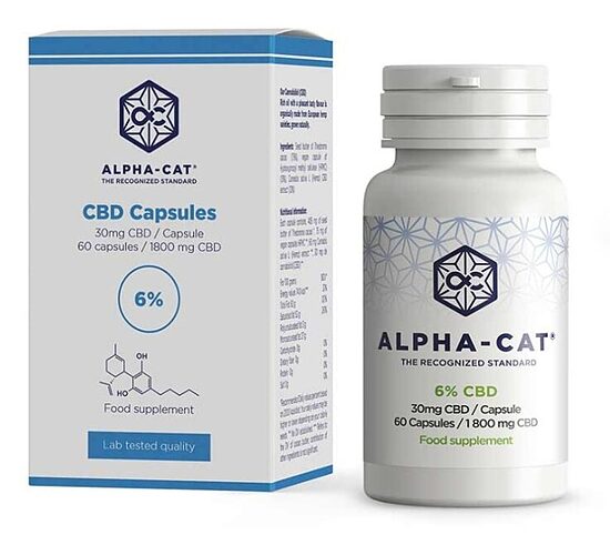 Alpha-CAT CBD kapsulas – 1800 mg CBD, 60 × 30 mg, 32 g