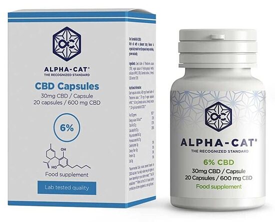Alpha-CAT CBD kapsulas 600 mg – 20 × 30 mg CBD, 32 g