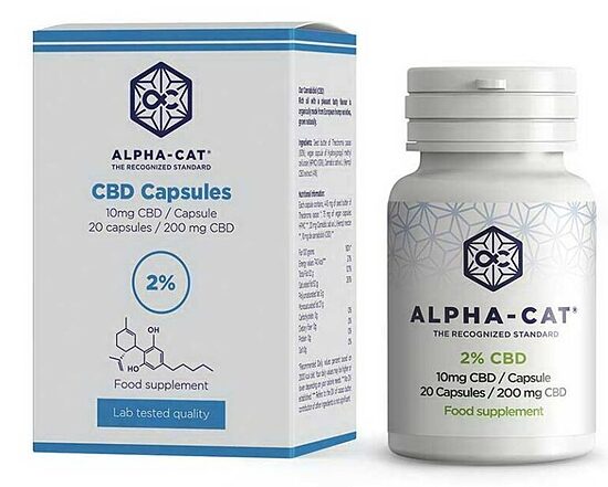 Alpha-CAT CBD kapsulas – 200 mg CBD, 20 × 10 mg, 32,4 g