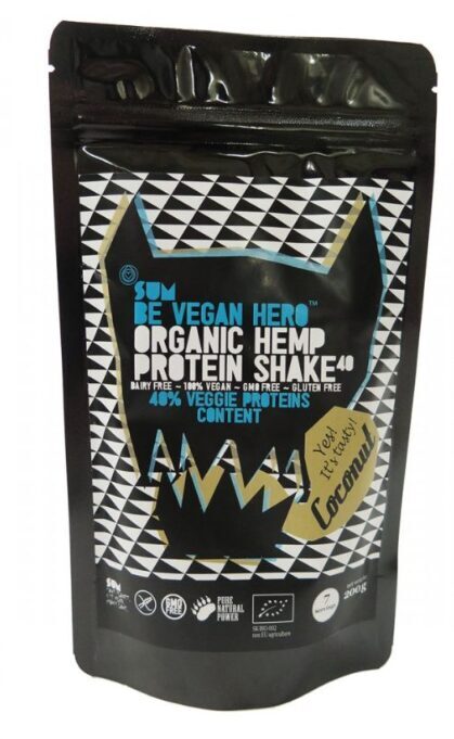 SUM Be Vegan Hero Coconut BIO kaņepju proteīna kokteilis ar kokosriekstu, 500 g