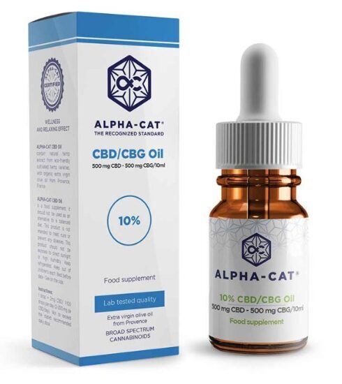 Alpha-CAT CBD:CBG eļļa 10 %, 500 mg CBD + 500 mg CBG, 10 ml