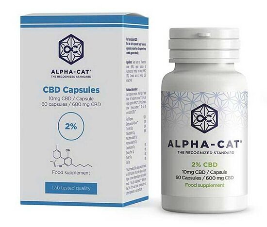 Alpha-CAT CBD kapsulas – 600 mg CBD, 60 × 10 mg, 32 g