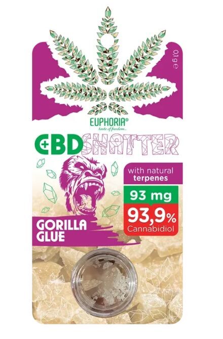Euphoria CBD Shatter Gorila Glue koncentrāts, 93–465 mg CBD