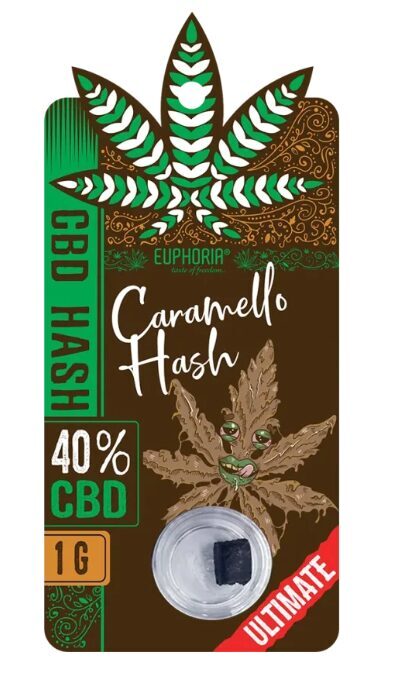 Euphoria Caramello CBD hašišs, 40 % CBD, THC <0,2 %, 1 g