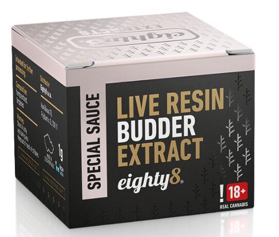 Eighty8 Live Resin Budder CBD ekstrakts, 75 % CBD, THC <0,2 %, 1 g