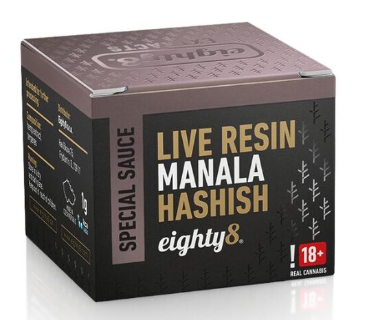 Eighty8 Live Resin Manala CBD hašišs, 45 % CBD, 1 g