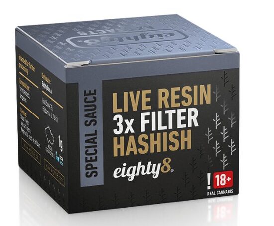 Eighty8 Live Resin 3x Filter CBD hašišs, 42 % CBD, 1 g