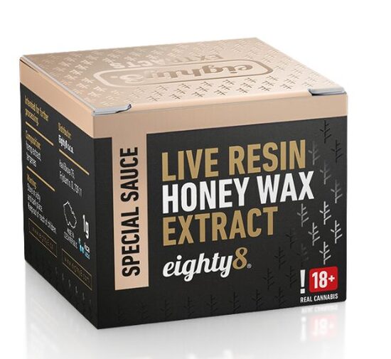 Eighty8 Live Resin Honey Wax CBD ekstrakts, 65 % CBD, THC <0,2 %, 1 g