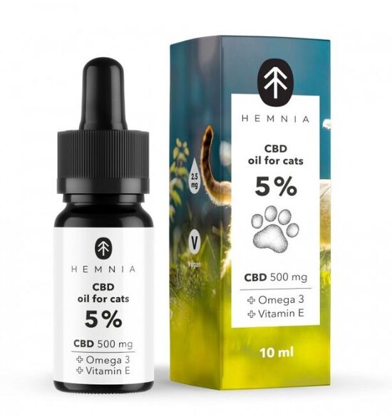 Hemnia CBD-öljy kissoille 5 %, 500 mg, 10 ml