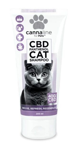 Cannaline CBD-shampoo kissoille pantenolilla, 400 mg CBD, 200 ml