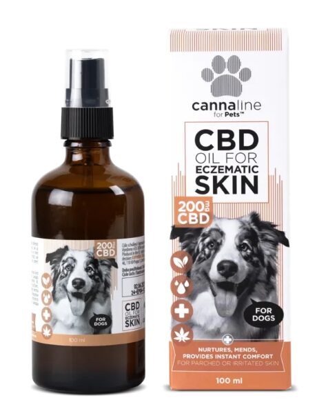 Cannaline CBD-öljy koirien herkälle ja ekseemaan taipuvaiselle iholle, 200 mg CBD, 100 ml
