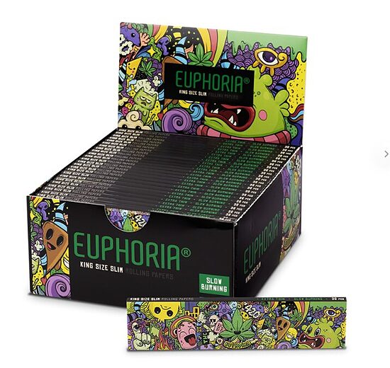 Euphoria Whimsical King Size Slim sukimo popierėliai, 50 pakuočių × 32 vnt.