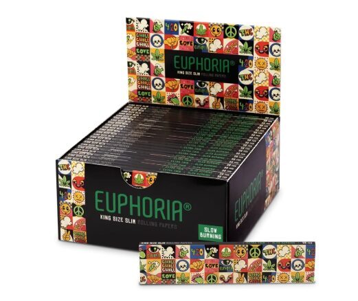 Euphoria King Size Slim Groovy sukamieji popierėliai, 50 pakelių / dėžutė