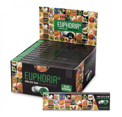 Euphoria Groovy King Size Slim sukimo popierėliai + filtrai, 24 pakuotės