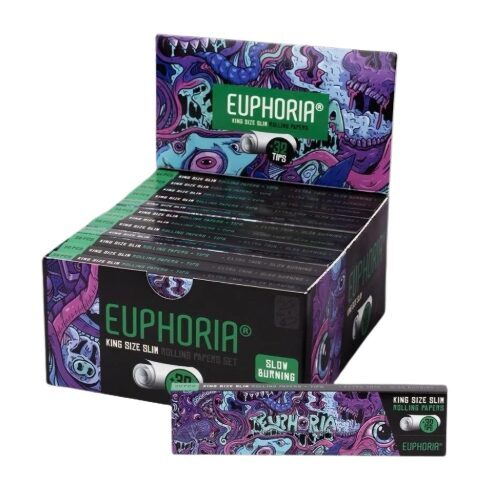 Euphoria King Size Slim Psychedelic sukimo popierėliai su filtrais – 24 pakeliai