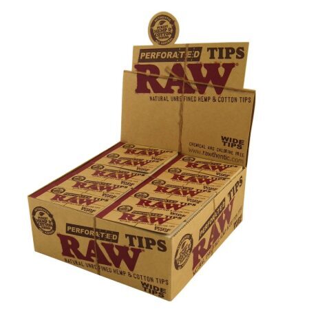 RAW Perforated Wide Tips – perforuoti platūs filtrų antgaliai, 50 vnt. / dėžutė