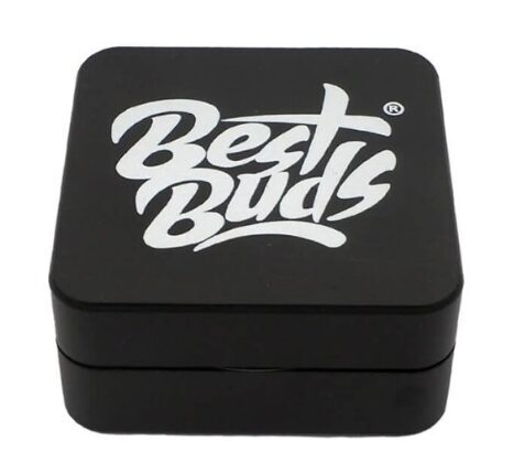 Best Buds Flat Square Onyx aliumininis smulkintuvas, 2 dalių, 50 mm