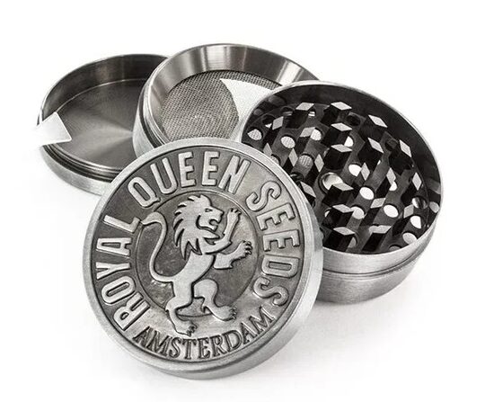Royal Queen Seeds Metal Embossed Grinder Amsterdam – 4 dalių metalinė smulkintuvė, 52 mm