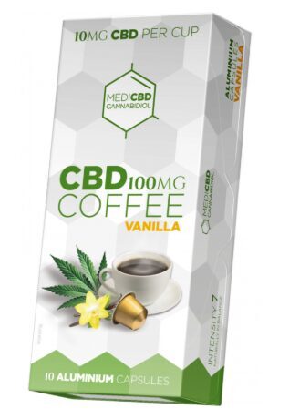 MediCBD vaniljanmakuiset CBD-kahvikapselit, 10 mg CBD – 10 rasiaa