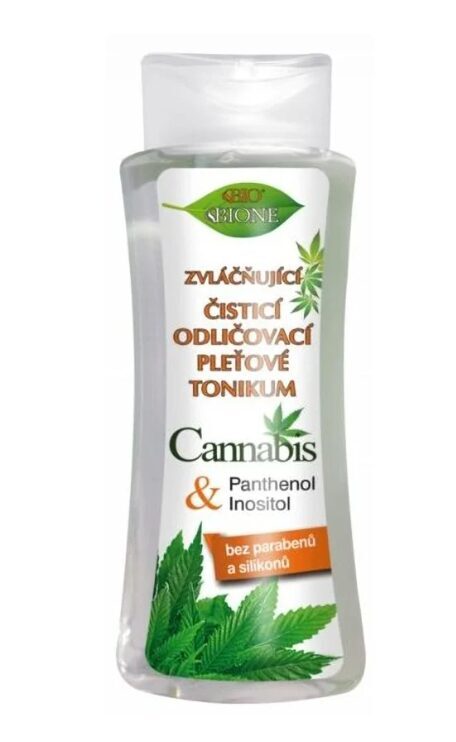 Bione Cannabis beruhigendes und regenerierendes Gesichtstonic zur Make-up-Entfernung, 255 ml