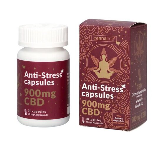 Cannaline CBD Anti-Stress kapsulės, 900 mg CBD, 30 × 30 mg