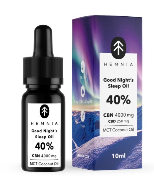 Hemnia Good Night's Sleep CBN-Öl 40 % – 4000 mg CBN + 250 mg CBD, MCT-Kokosöl, 10 ml