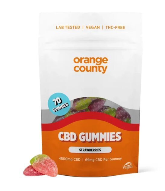 Orange County CBD Fruchtgummis Erdbeere, 70 Stück, 4800 mg CBD, 550 g