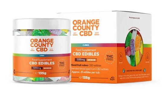 Orange County CBD Fruchtgummi-Würfel – 1200 mg CBD, 25 Stück, 135 g