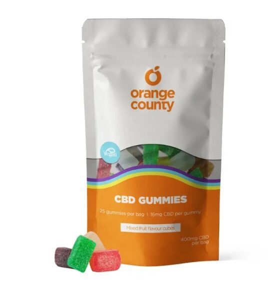 Orange County CBD Fruchtgummi-Würfel mit CBD, 400 mg, 25 Stück, 135 g