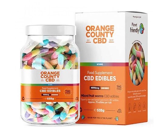 Orange County CBD Fruchtgummiwürmer, 70 Stück, 4800 mg CBD, 535 g