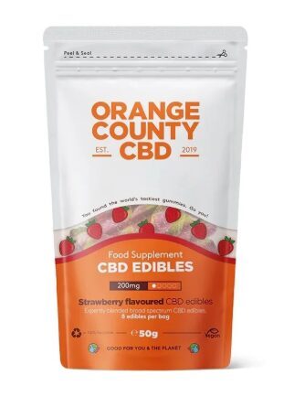 Orange County CBD Erdbeer-Fruchtgummis – Displaybox, 10 × 8 Stück, 10 × 50 g, 2000 mg CBD