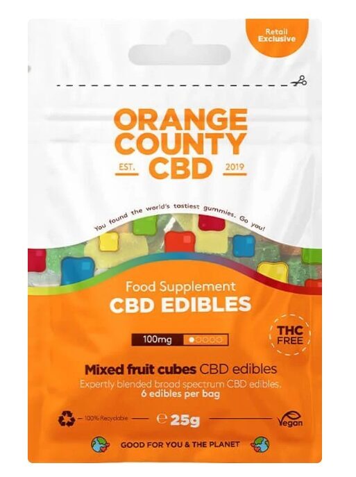 Orange County CBD Mini Grab Bag – CBD-Fruchtgummi-Würfel, 100 mg CBD, 6 Stück, 25 g