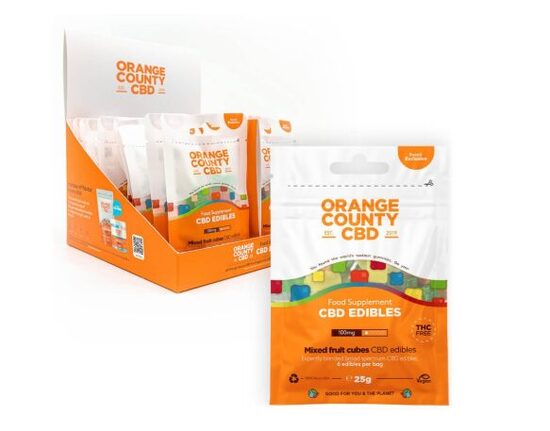 Orange County CBD Mini Grab Cubes – Fruchtgummi-Würfel mit 100 mg CBD, 20 × 25 g, 500 g